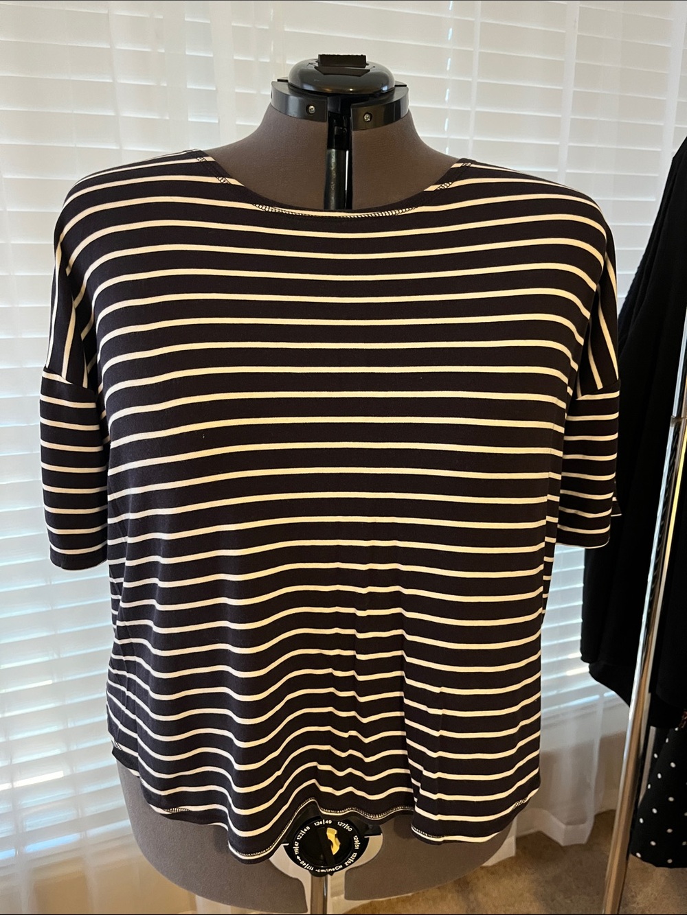 Lands' End Navy Striped Drop Shoulder Tee 3x 24 26